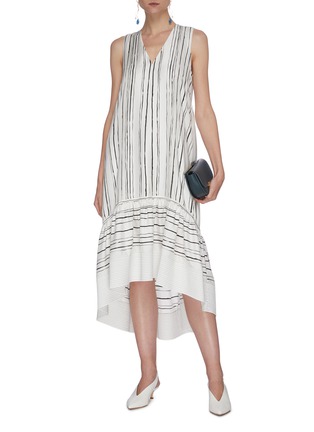 Figure View - Click To Enlarge - 3.1 PHILLIP LIM - Stripe high low hem sleeveless dress