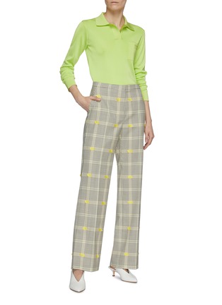 Figure View - Click To Enlarge - NINA RICCI - Embroidered check straight leg suiting pants