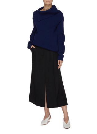 Figure View - Click To Enlarge - NINA RICCI - Foldover neck rib knit sweater