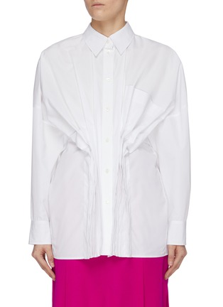 Main View - Click To Enlarge - NINA RICCI - Pintuck front gathered waist tailored shirt