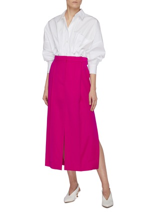 Figure View - Click To Enlarge - NINA RICCI - Pintuck front gathered waist tailored shirt