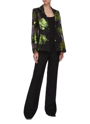 Figure View - Click To Enlarge - NINA RICCI - Floral embroidered gauze shift blazer