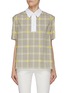 Main View - Click To Enlarge - NINA RICCI - Embroidered check contrast collar short sleeve top