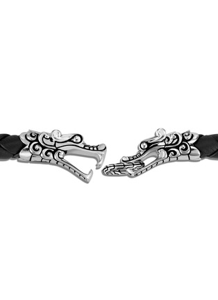 Detail View - Click To Enlarge - JOHN HARDY - 'Legends Naga' sterling silver braided leather bracelet