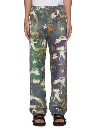 Main View - Click To Enlarge - LOEWE - 'Paula's Ibiza' mermaid print panelled denim pants