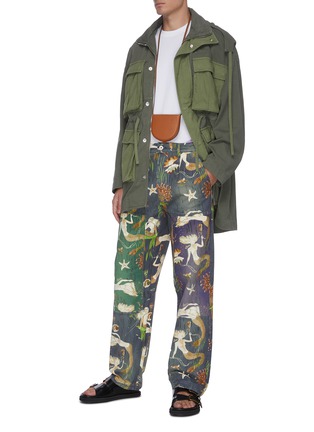 Figure View - Click To Enlarge - LOEWE - 'Paula's Ibiza' mermaid print panelled denim pants