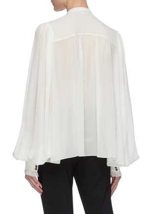 Back View - Click To Enlarge - BALMAIN - Ascot bow sheer silk georgette blouse