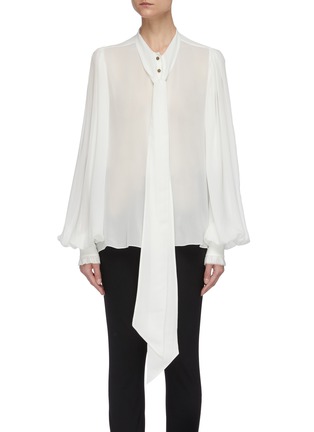 Main View - Click To Enlarge - BALMAIN - Ascot bow sheer silk georgette blouse