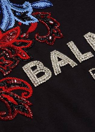  - BALMAIN - Baroque embroidered crop hoodie