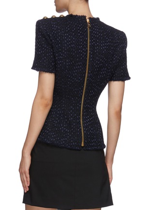 Back View - Click To Enlarge - BALMAIN - Three button shoulder tweed top