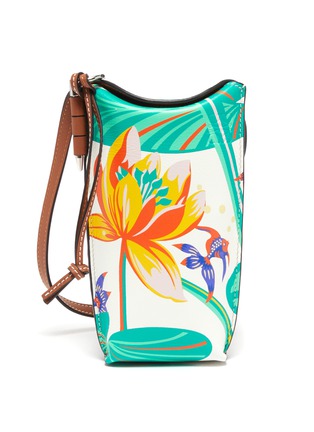 Main View - Click To Enlarge - LOEWE - 'Paula's Ibiza Gate Pocket' waterlily print leather pouch