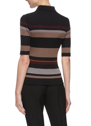 Back View - Click To Enlarge - PROENZA SCHOULER - Zip zag stripe knit polo shirt