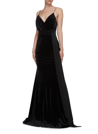 Figure View - Click To Enlarge - ALEX PERRY - 'Gretchen' draped velvet gown