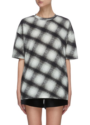 Main View - Click To Enlarge - NINETY PERCENT - Oversized brushed check print T-shirt