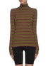 Main View - Click To Enlarge - NINETY PERCENT - Stripe ribbed turtleneck long sleeve cotton top