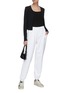 Figure View - Click To Enlarge - NINETY PERCENT - Pointelle ribbed knit crewneck cardigan