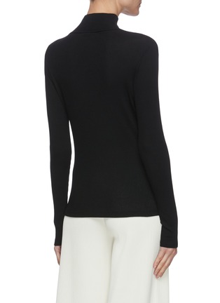 Back View - Click To Enlarge - NINETY PERCENT - Ribbed turtleneck long sleeve cotton top