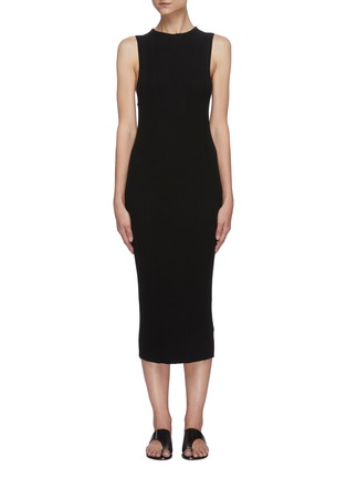 Main View - Click To Enlarge - NINETY PERCENT - Racer front ribbed knit dress