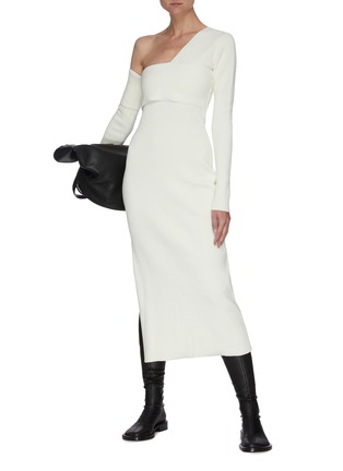 Figure View - Click To Enlarge - PROENZA SCHOULER - 'Bandage' One Shoulder Side Slit Midi Dress