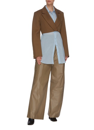 Figure View - Click To Enlarge - NINA RICCI - Lambskin leather cargo pants