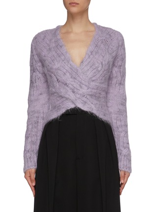 Main View - Click To Enlarge - NINA RICCI - V neck cable knit mohair sweater
