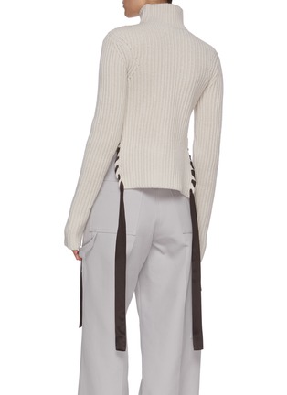 Back View - Click To Enlarge - NINA RICCI - Lace insert rib knit turtleneck sweater