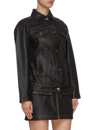 Detail View - Click To Enlarge - C/MEO COLLECTIVE - 'ATTRIBUTE' belted Leather Jacket