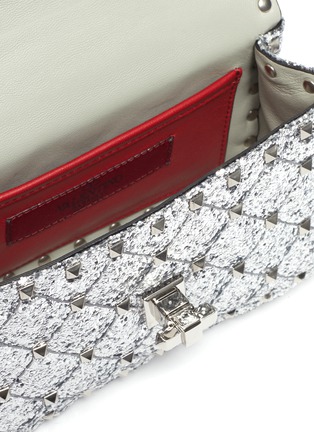 Detail View - Click To Enlarge - VALENTINO GARAVANI - Valentino Garavani 'Mini Rockstud Spike' glitter shoulder bag