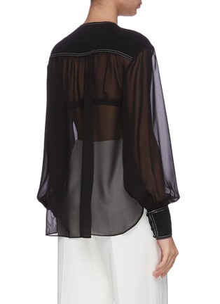 Back View - Click To Enlarge - SIMKHAI - Alessandra front flap contrast stitching long sleeve top