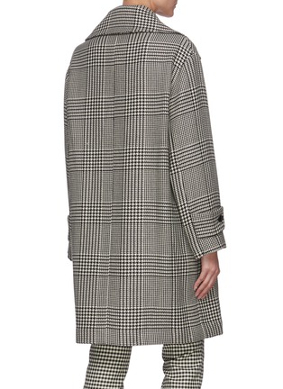 Back View - Click To Enlarge - BARENA - Wide lapel double breast check wool blend coat