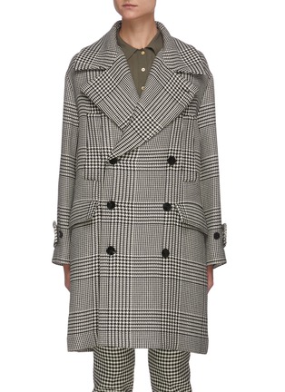 Main View - Click To Enlarge - BARENA - Wide lapel double breast check wool blend coat