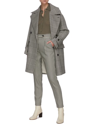Figure View - Click To Enlarge - BARENA - Wide lapel double breast check wool blend coat