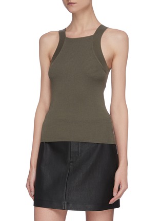 Detail View - Click To Enlarge - DION LEE - Shoulder cutout rib knit top