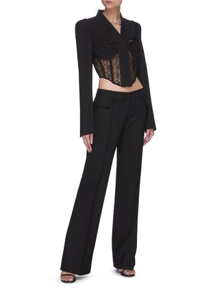 Figure View - Click To Enlarge - DION LEE - Lace corset tailored crop jacket