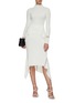 Figure View - Click To Enlarge - DION LEE - Ribbed asymmetric drape midi skirt