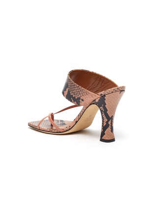  - PARIS TEXAS - Snake embossed leather block heel criss cross thong sandals
