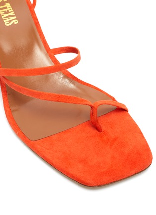 Detail View - Click To Enlarge - PARIS TEXAS - Lace up toe ring suede sandal