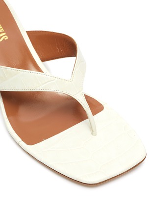 Detail View - Click To Enlarge - PARIS TEXAS - Croc embossed square toe thong sandals