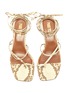 Detail View - Click To Enlarge - PARIS TEXAS - Strappy toe ring snake embossed leather heeled sandals