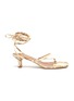 Main View - Click To Enlarge - PARIS TEXAS - Strappy toe ring snake embossed leather heeled sandals