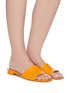 Figure View - Click To Enlarge - PARIS TEXAS - Croc embossed square toe flat sandals
