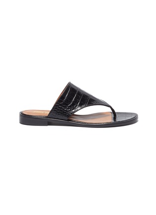 Main View - Click To Enlarge - PARIS TEXAS - Croc embossed flat thong sandals