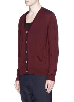 Front View - Click To Enlarge - LANVIN - Contrast yoke and elbow patch cardigan