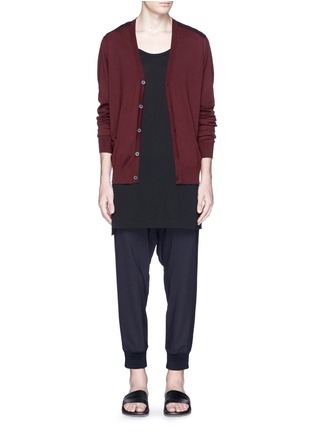Figure View - Click To Enlarge - LANVIN - Contrast yoke and elbow patch cardigan