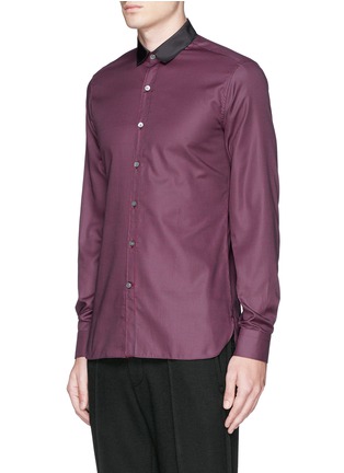 Front View - Click To Enlarge - LANVIN - Grosgrain collar cotton poplin shirt