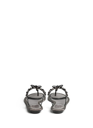 Back View - Click To Enlarge - RENÉ CAOVILLA - Strass border faux pearl T-strap sandals