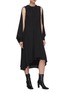Front View - Click To Enlarge - JW ANDERSON - Chain belt cape sleeve asymmetric hem dress
