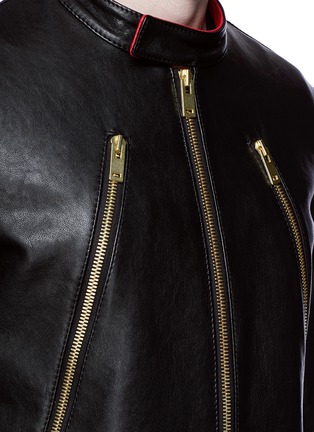 Detail View - Click To Enlarge - MAISON MARGIELA - Zip front leather biker jacket