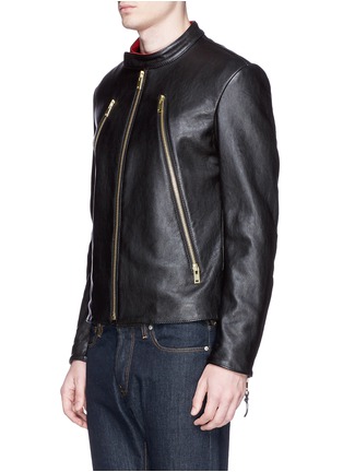 Front View - Click To Enlarge - MAISON MARGIELA - Zip front leather biker jacket