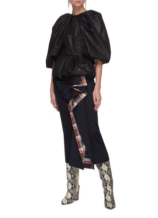Figure View - Click To Enlarge - DRIES VAN NOTEN - Check flannel gathered skirt